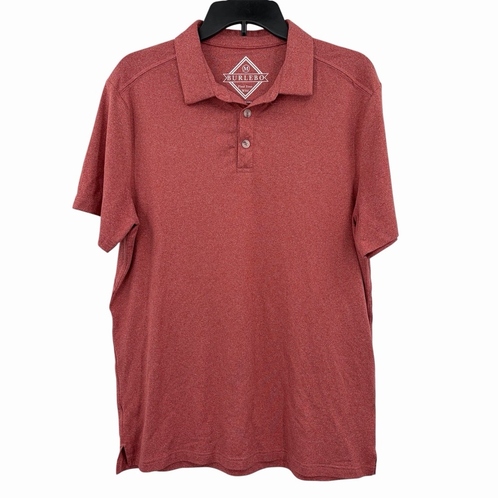 Burlebo Polo Shirt Mens Size M Red Maroon Performance Short Sleeve Embroidered